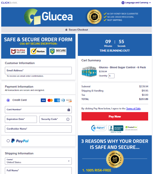 Glucea Order Page